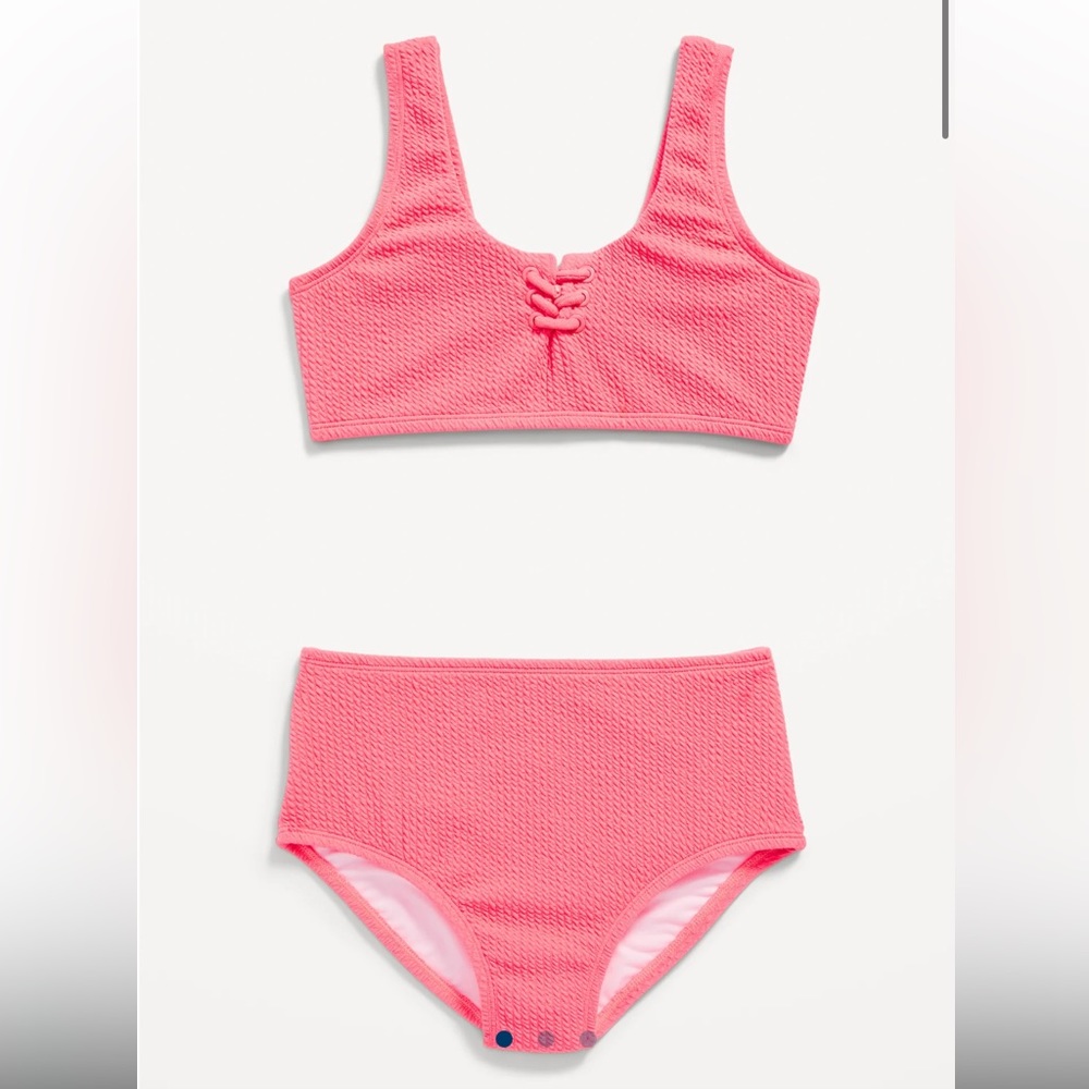 Lace-Up Front Bikini Swim Set for Girls